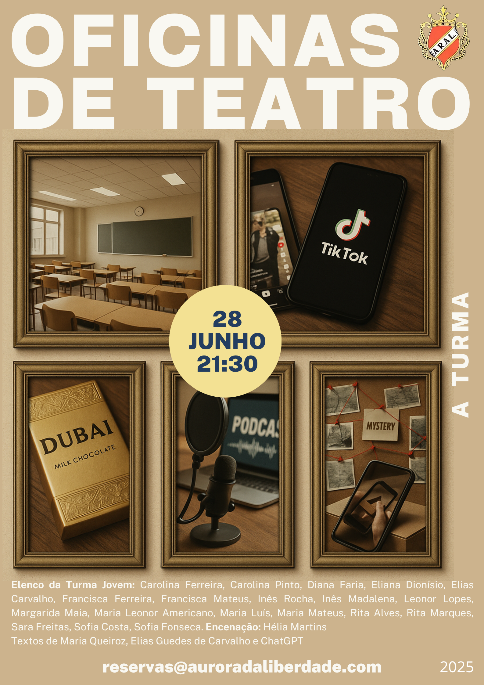 Oficina teatro dos jovens, ARAL cartazes 2025